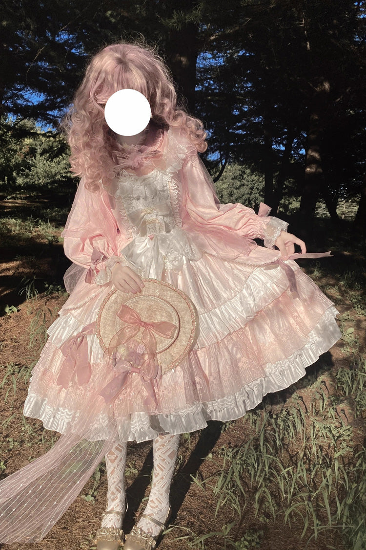Gothic Lolita Dress - Hanayome, Pink, Long Sleeves, Sweet Style, Bow Detail - additional product view 8