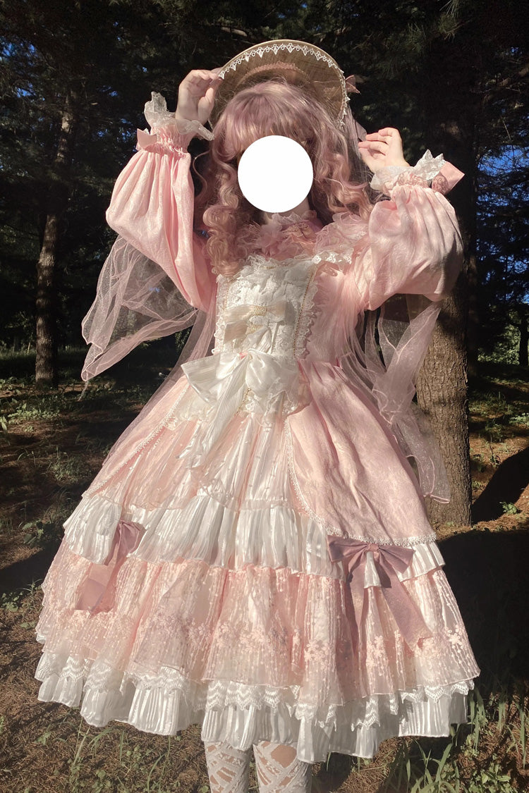 Gothic Lolita Dress - Hanayome, Pink, Long Sleeves, Sweet Style, Bow Detail - main product image