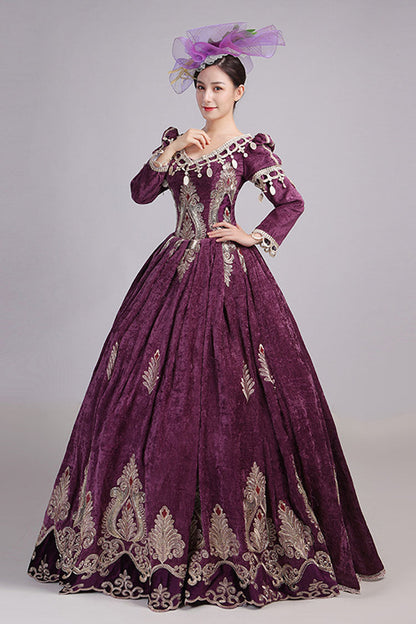 Gothic Lolita Dress - High Waisted Hollow Embroidery, 2 Colors, High Waist, Embroidered - S Wine / M Wine / L Wine option
