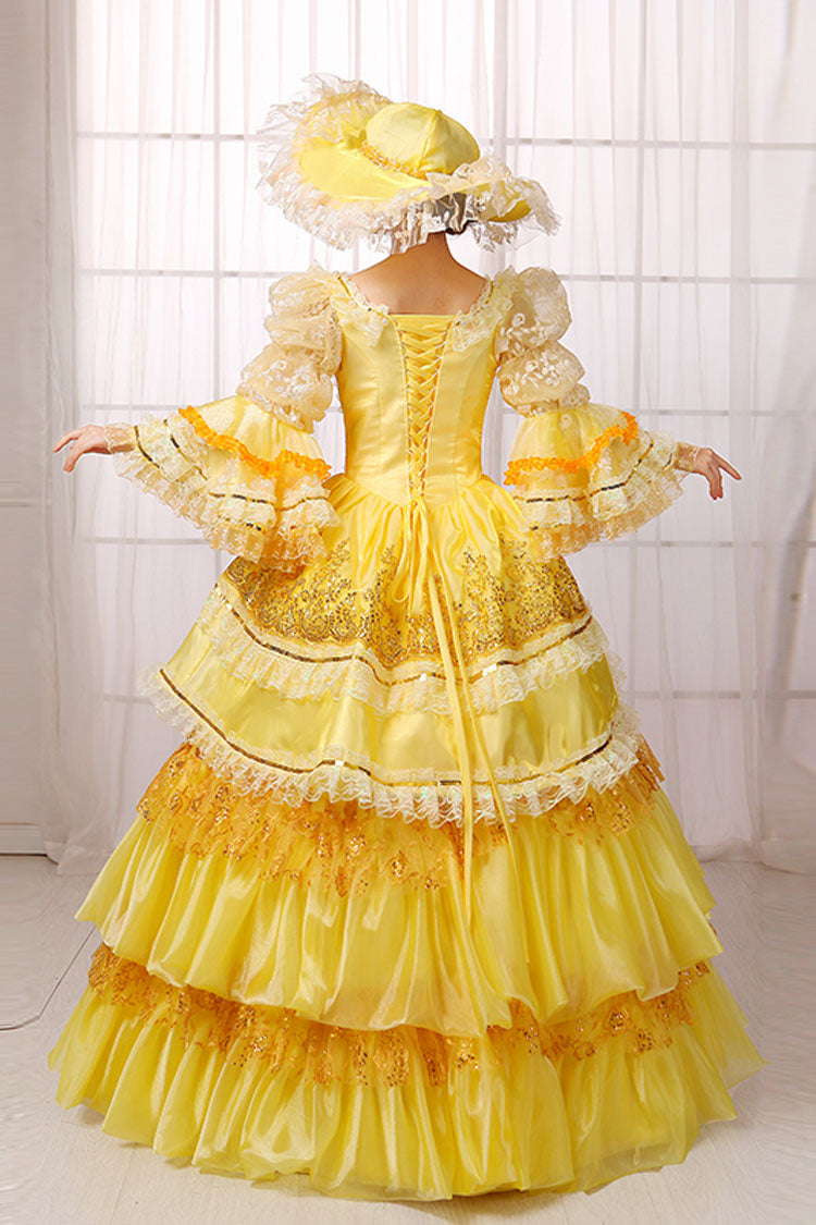 Gothic Lolita Dress - Hime Sleeves High Waisted, Yellow, High Waist, Victorian Style - additional product view 4