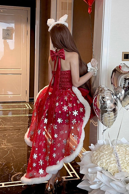 Gothic Lolita Dress - Holiday Lovers, Red, Lace-Up, Sweet Style, Ballet-Inspired Style - additional product view 9
