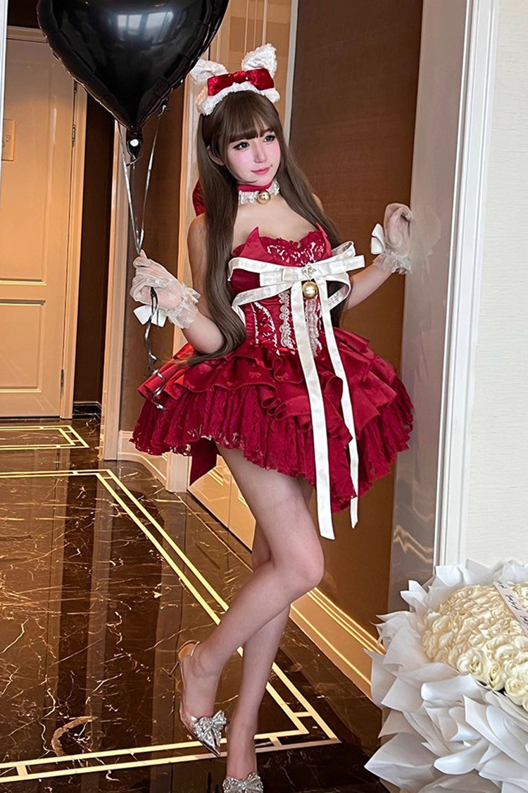 Gothic Lolita Dress - Holiday Lovers, Red, Lace-Up, Sweet Style, Ballet-Inspired Style - additional product view 10