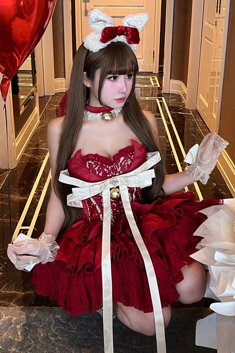 Gothic Lolita Dress - Holiday Lovers, Red, Lace-Up, Sweet Style, Ballet-Inspired Style - additional product view 12