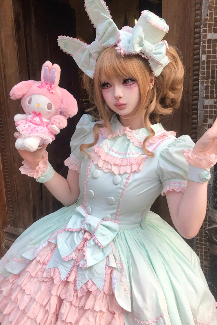 Gothic Lolita Dress - Honeydew Melon Parfait, 2 Colors, Ruffled, Layered, Sweet Style - additional product view 4