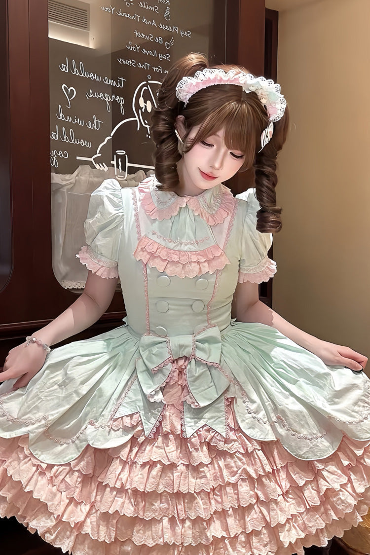Gothic Lolita Dress - Honeydew Melon Parfait, 2 Colors, Ruffled, Layered, Sweet Style - additional product view 9