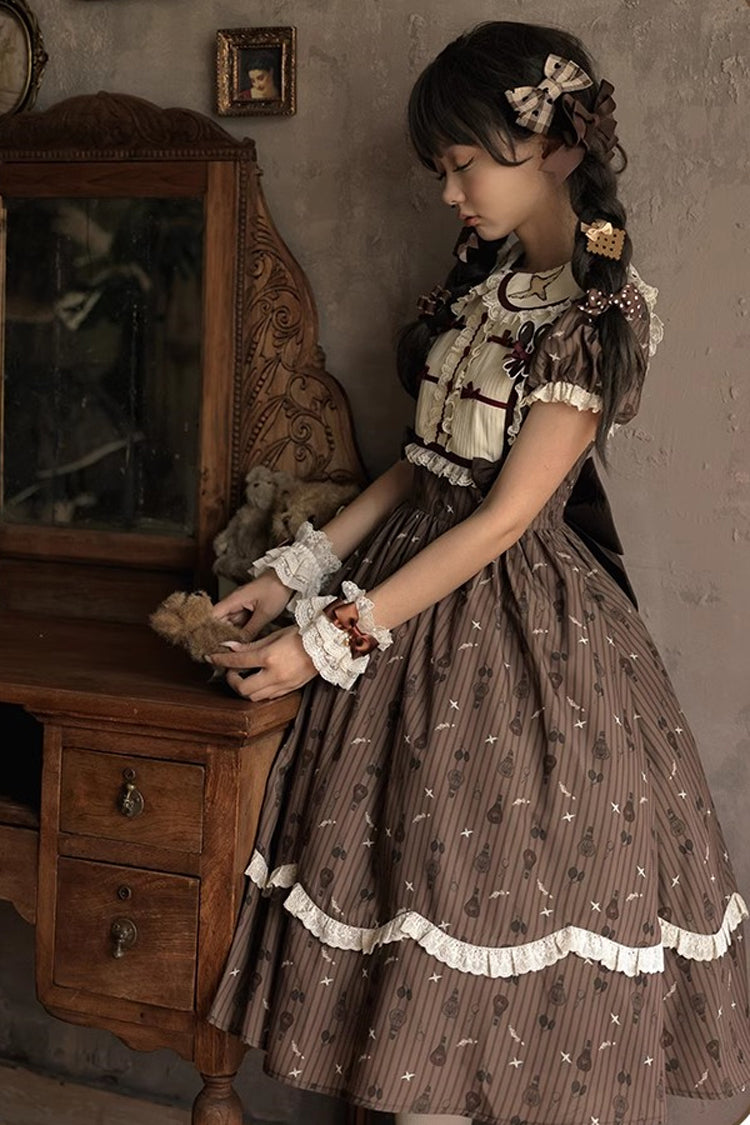 Gothic Lolita Dress - Hot Air Balloon, Brown, Long Version, Long Length, Printed - additional product view 2