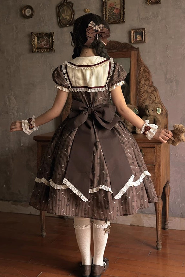Gothic Lolita Dress - Hot Air Balloon, Brown, Long Version, Long Length, Printed - additional product view 3