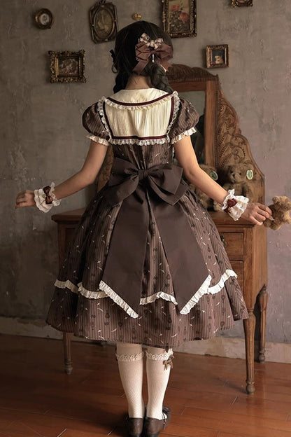 Gothic Lolita Dress - Hot Air Balloon, Brown, Long Version, Long Length, Printed - additional product view 3