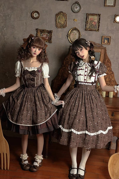 Gothic Lolita Dress - Hot Air Balloon, Brown, Long Version, Long Length, Printed - additional product view 7