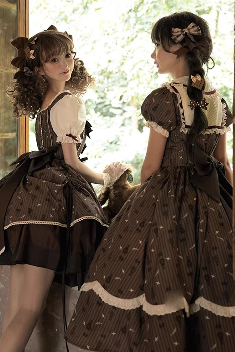 Gothic Lolita Dress - Hot Air Balloon, Brown, Long Version, Long Length, Printed - additional product view 8