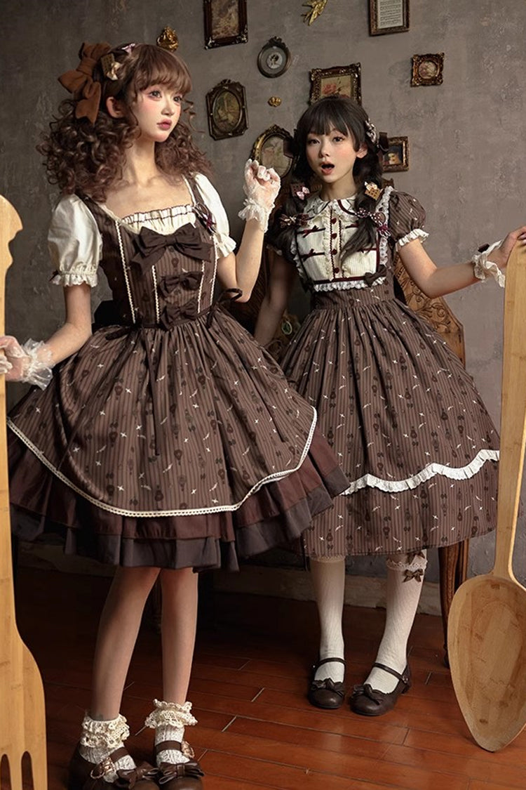 Gothic Lolita Dress - Hot Air Balloon, Brown, Long Version, Long Length, Printed - additional product view 10