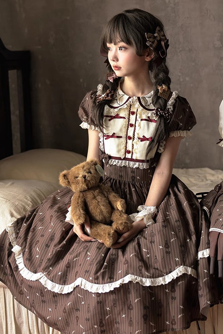 Gothic Lolita Dress - Hot Air Balloon, Brown, Long Version, Long Length, Printed - additional product view 11