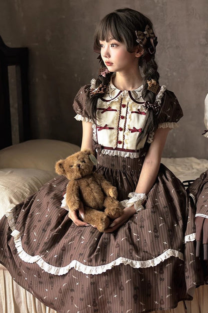 Gothic Lolita Dress - Hot Air Balloon, Brown, Long Version, Long Length, Printed - additional product view 11