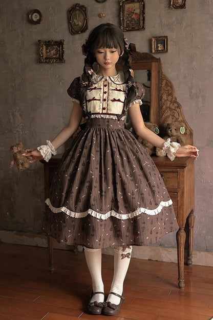 Gothic Lolita Dress - Hot Air Balloon, Brown, Long Version, Long Length, Printed - main product image