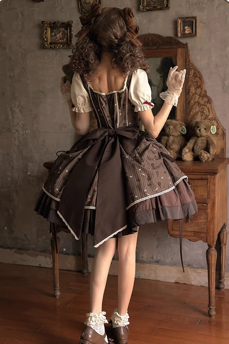 Gothic Lolita Dress - Hot Air Balloon, Brown, Printed, Sweet Style, Bow Detail - additional product view 3
