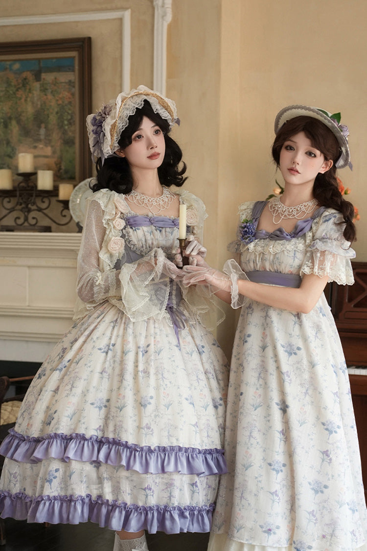 Gothic Lolita Dress - Iris Secrets, 2 Colors, Bow Detail, Lace Trim, Ruffled - additional product view 4
