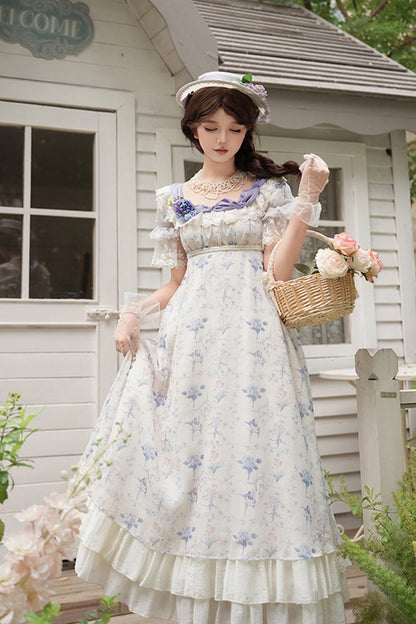 Gothic Lolita Dress - Iris Secrets, 2 Colors, Bow Detail, Lace Trim, Ruffled - main product image