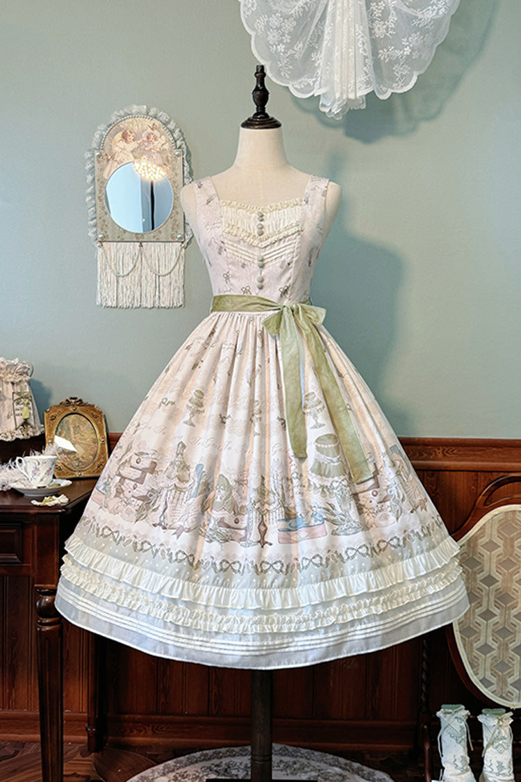 Gothic Lolita Dress - Iris Study, 2 Colors, Short Version, Long Version, Long Length - XS Beige Long / S Beige Long / M Beige Long option