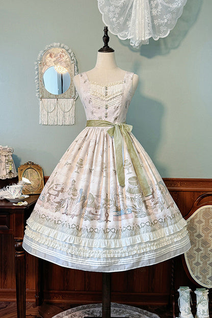 Gothic Lolita Dress - Iris Study, 2 Colors, Short Version, Long Version, Long Length - XS Beige Long / S Beige Long / M Beige Long option