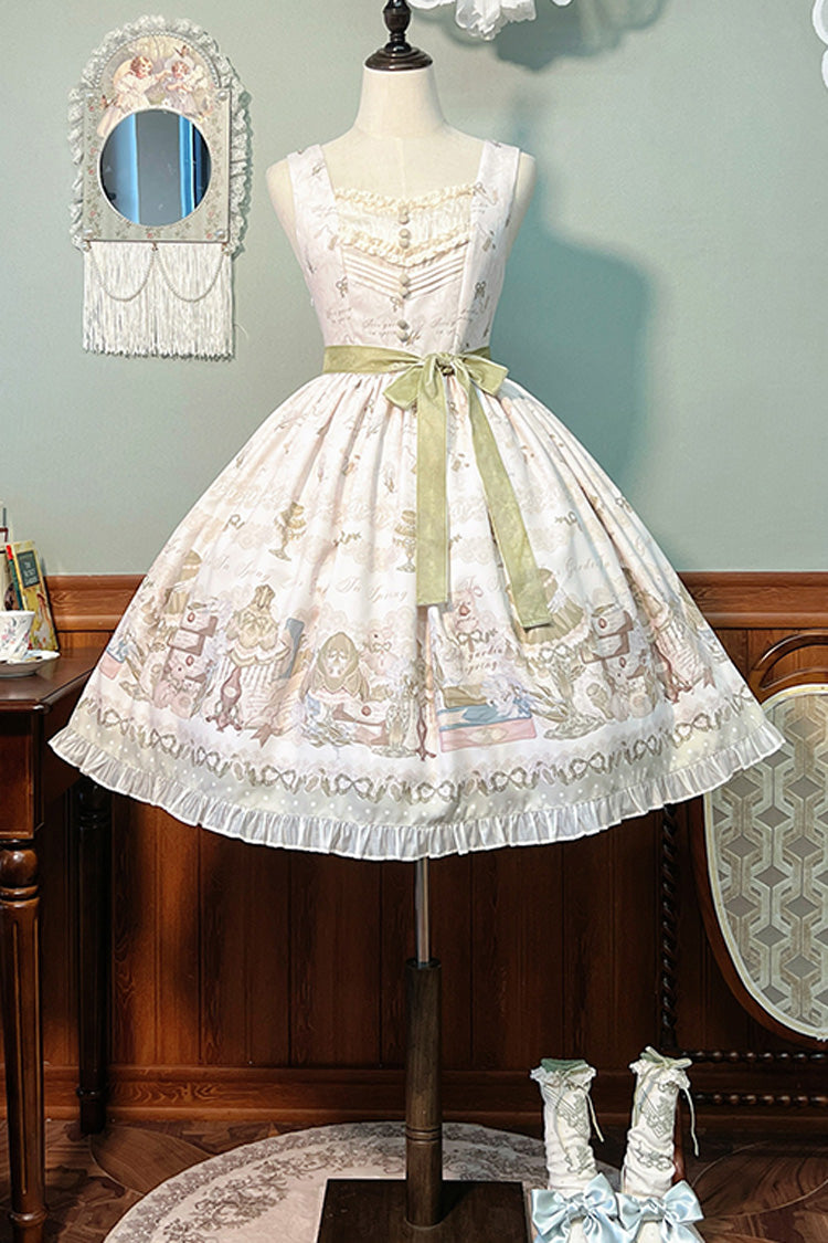 Gothic Lolita Dress - Iris Study, 2 Colors, Short Version, Long Version, Long Length - XS Beige Short / S Beige Short / M Beige Short option