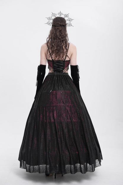 Gothic Lolita Dress - Jacquard Floral, Red, Women's Style, Embroidered, Lace Trim - additional product view 3