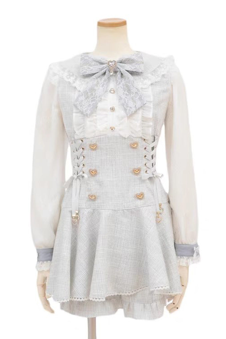 Gothic Lolita Dress - Japanese, 2 Colors, Sweet Style, Lace Trim - S Blue Long-Sleeves / M Blue Long-Sleeves / L Blue Long-Sleeves option