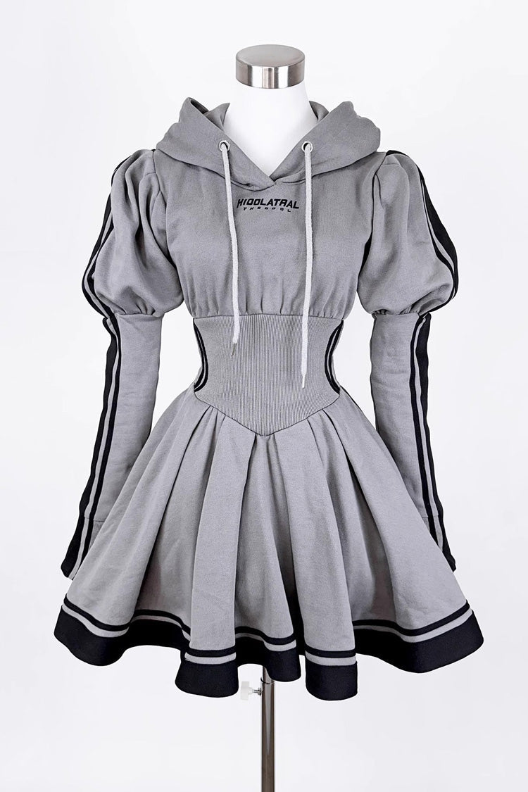 Gothic Lolita Dress - Japanese, 3 Colors, Punk Style, Bow Detail, Ruffled - M Grey / L Grey option