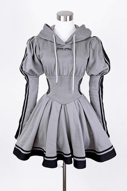 Gothic Lolita Dress - Japanese, 3 Colors, Punk Style, Bow Detail, Ruffled - M Grey / L Grey option