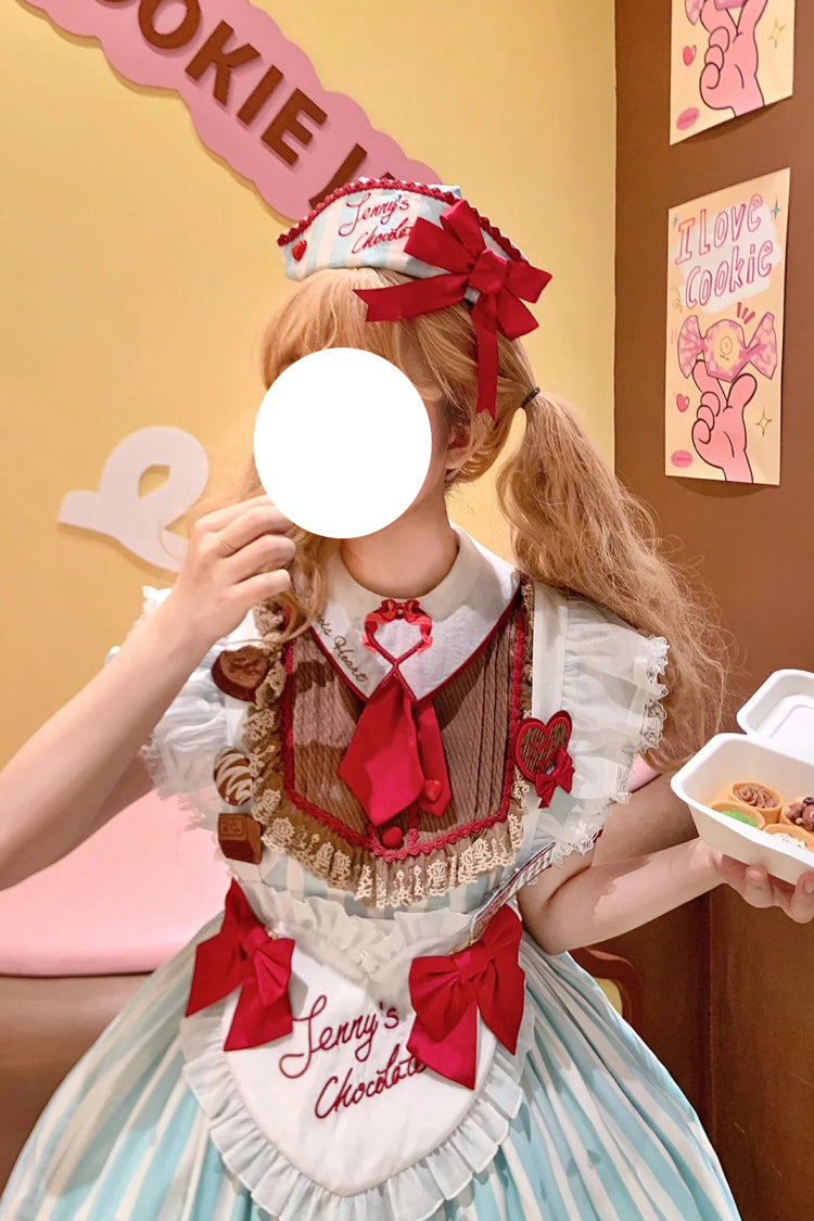 Gothic Lolita Dress - Jenny's Chocolate, Green, Printed, Sweet Style, Bow Detail - additional product view 8