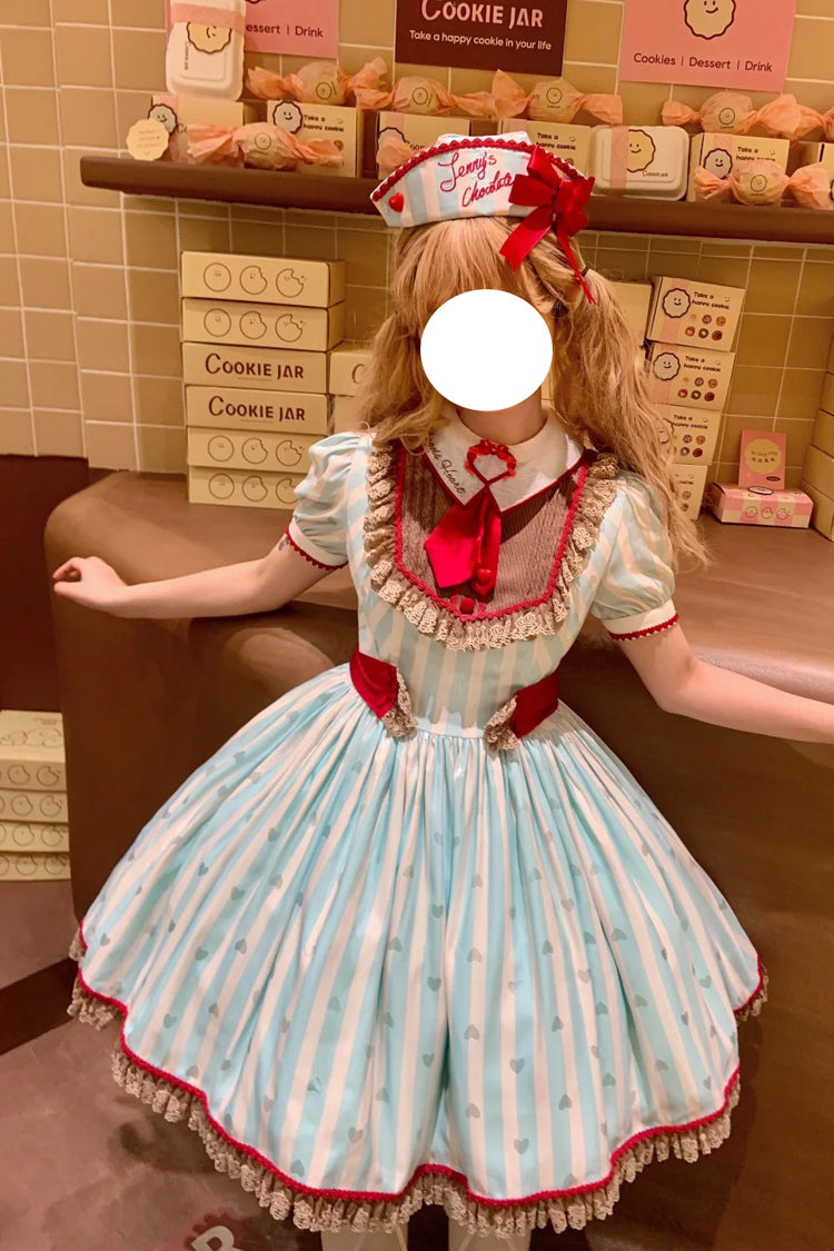 Gothic Lolita Dress - Jenny's Chocolate, Green, Printed, Sweet Style, Bow Detail - additional product view 9