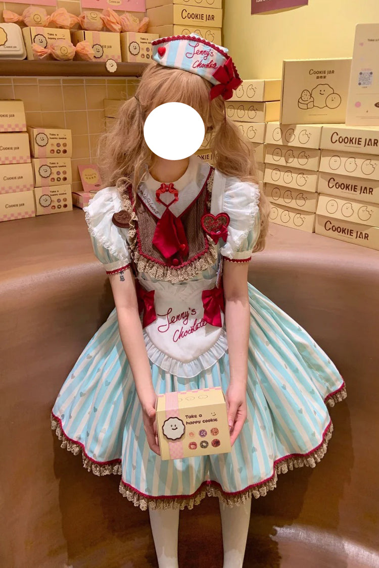 Gothic Lolita Dress - Jenny's Chocolate, Green, Printed, Sweet Style, Bow Detail - additional product view 10