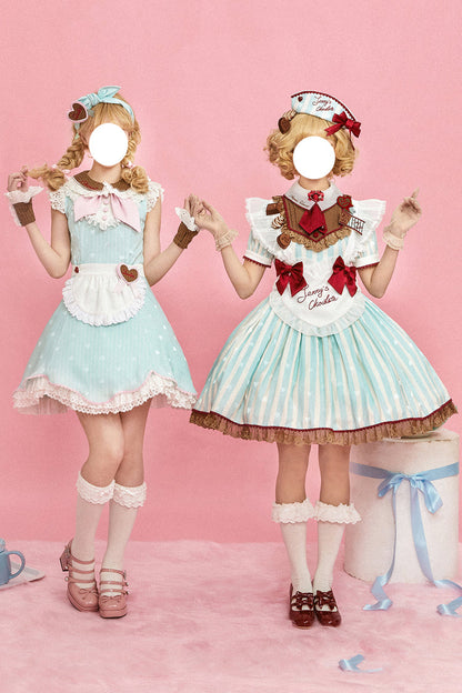 Gothic Lolita Dress - Jenny's Chocolate, Green, Printed, Sweet Style, Bow Detail - additional product view 12