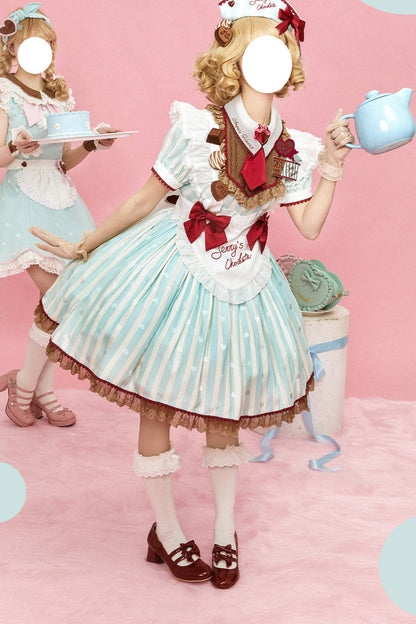 Gothic Lolita Dress - Jenny's Chocolate, Green, Printed, Sweet Style, Bow Detail - additional product view 14