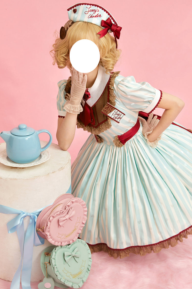 Gothic Lolita Dress - Jenny's Chocolate, Green, Printed, Sweet Style, Bow Detail - additional product view 15