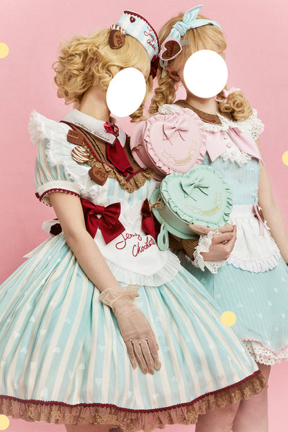 Gothic Lolita Dress - Jenny's Chocolate, Green, Printed, Sweet Style, Bow Detail - additional product view 16