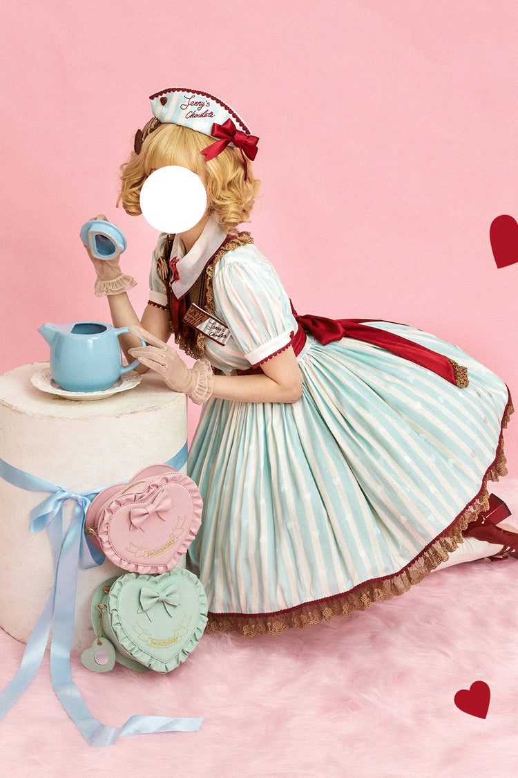 Gothic Lolita Dress - Jenny's Chocolate, Green, Printed, Sweet Style, Bow Detail - additional product view 17