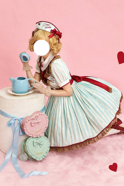 Gothic Lolita Dress - Jenny's Chocolate, Green, Printed, Sweet Style, Bow Detail - additional product view 17