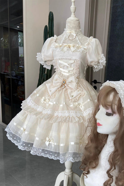 Gothic Lolita Dress - Jewel Ballet Doll, Ivory, Sweet Style, Ballet-Inspired Style - additional product view 3