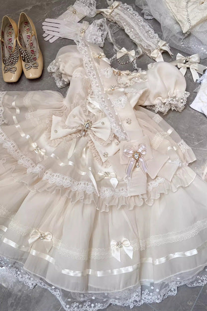 Gothic Lolita Dress - Jewel Ballet Doll, Ivory, Sweet Style, Ballet-Inspired Style - additional product view 5