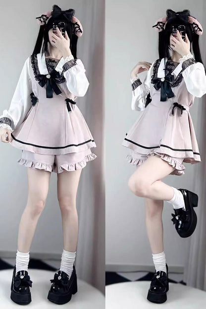 Gothic Lolita Dress - Jirai Kei, 2 Colors, Sweet Style, Bow Detail, Lace Trim - additional product view 4