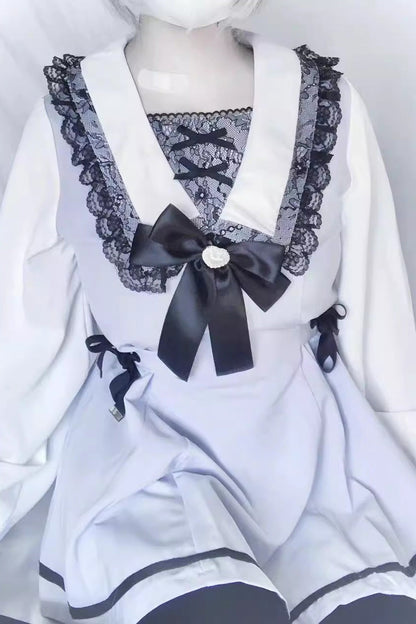 Gothic Lolita Dress - Jirai Kei, 2 Colors, Sweet Style, Bow Detail, Lace Trim - additional product view 6