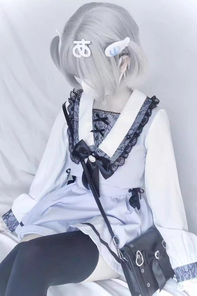 Gothic Lolita Dress - Jirai Kei, 2 Colors, Sweet Style, Bow Detail, Lace Trim - additional product view 7