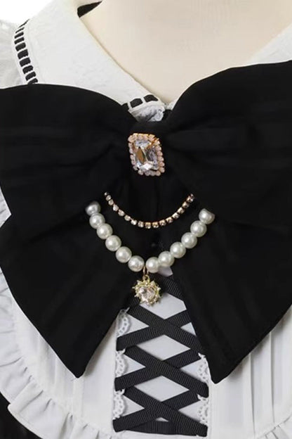 Gothic Lolita Dress - Jirai Kei, 3 Colors, Long Sleeves, Bow Detail, Lace Trim - additional product view 7