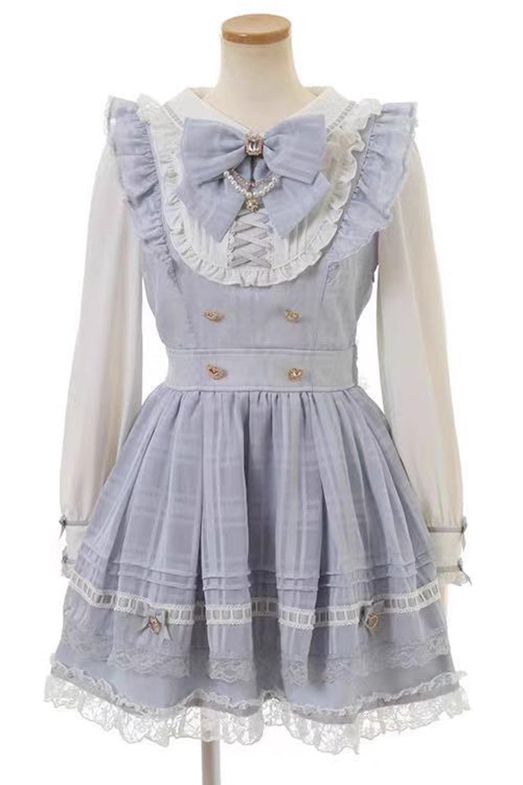 Gothic Lolita Dress - Jirai Kei, 3 Colors, Long Sleeves, Bow Detail, Lace Trim - main product image