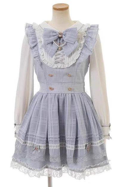 Gothic Lolita Dress - Jirai Kei, 3 Colors, Long Sleeves, Bow Detail, Lace Trim - main product image