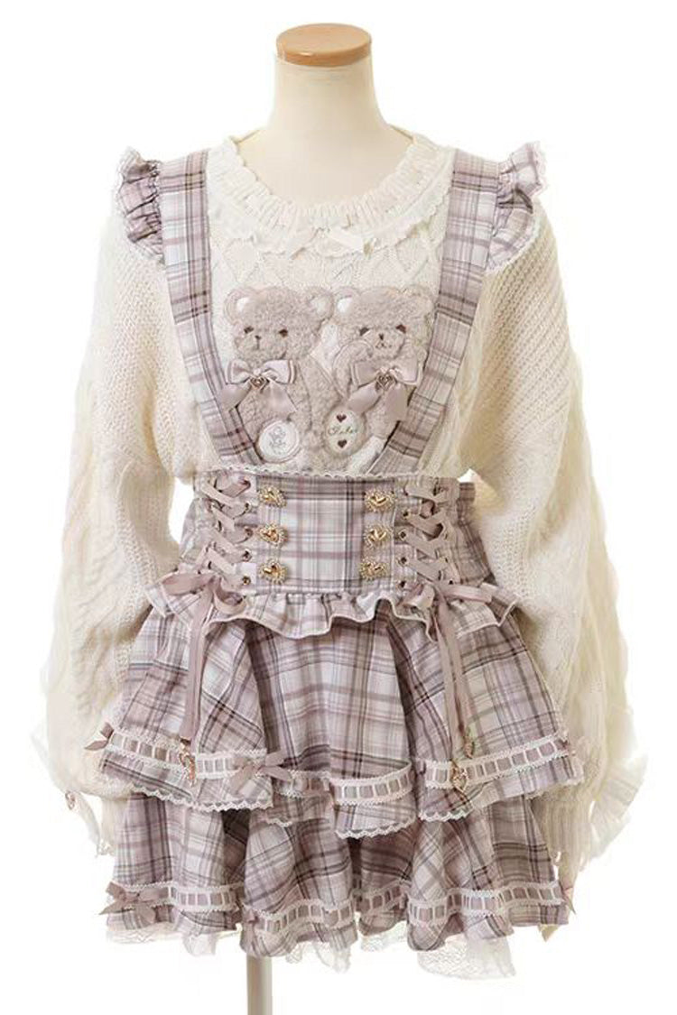 Gothic Lolita Dress - Jirai Kei High Waisted, 3 Colors, High Waist, Layered, Lace-Up - additional product view 3