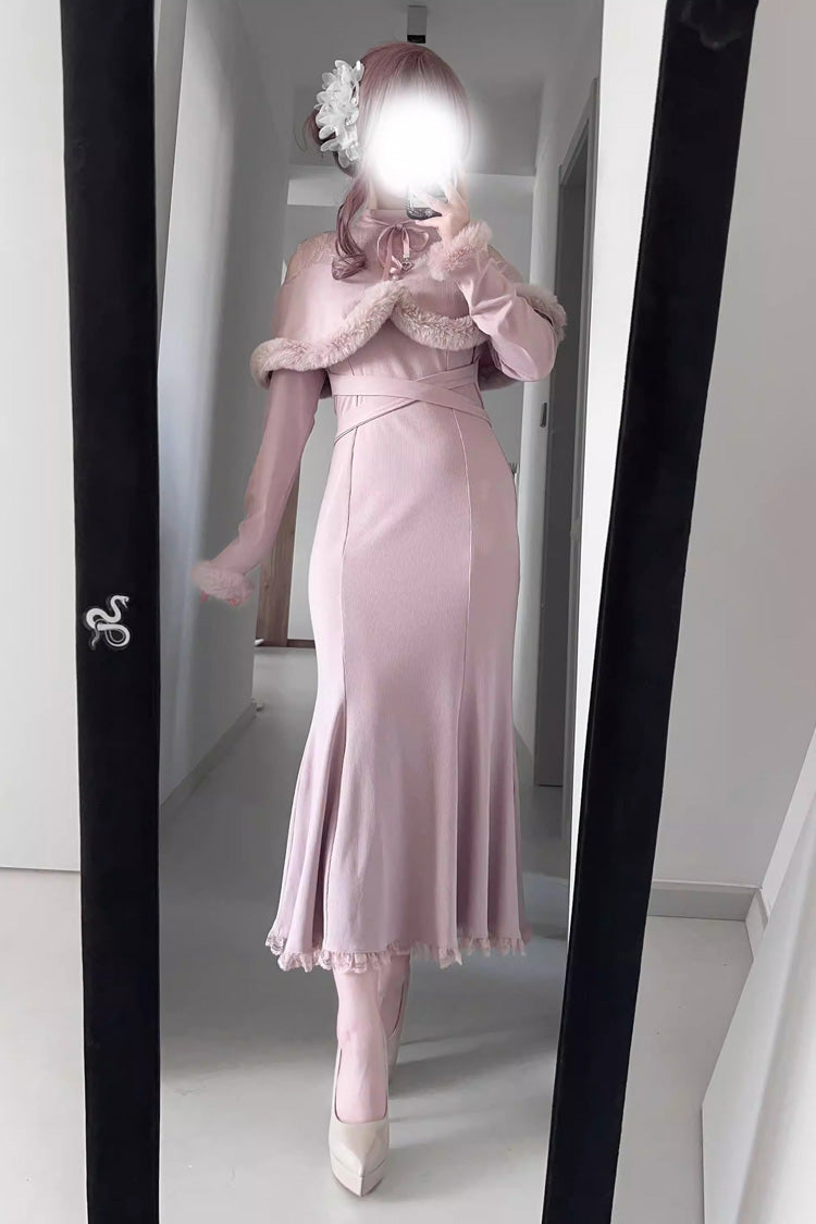Gothic Lolita Dress - Jirai Kei Stand Collar Off, 2 Colors, Fishtail Silhouette - additional product view 5
