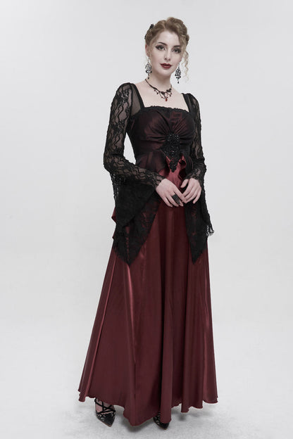 Gothic Lolita Dress - Lace Pointy Large Back, Red, Zipper Detail, Women's Style, Lace Trim - additional product view 2
