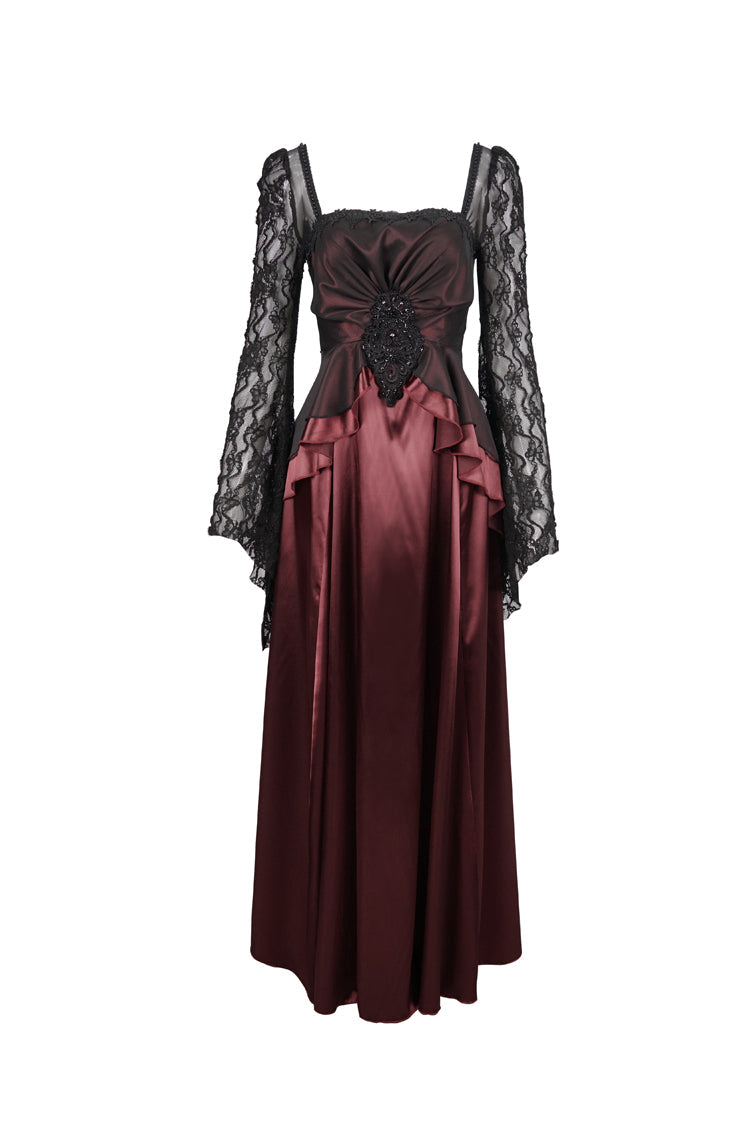 Gothic Lolita Dress - Lace Pointy Large Back, Red, Zipper Detail, Women's Style, Lace Trim - additional product view 5