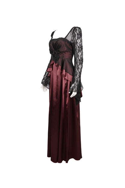 Gothic Lolita Dress - Lace Pointy Large Back, Red, Zipper Detail, Women's Style, Lace Trim - additional product view 6